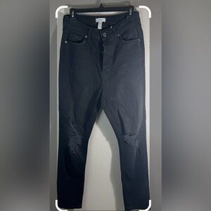 Size 30 FOREVER 21 Skinny Denim Jeans Women Black 5-Pocket High Rise Distressed